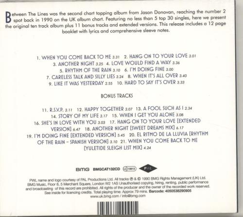 Jason Donovan Between The Lines - Sealed UK CD album (CDLP) (703730)